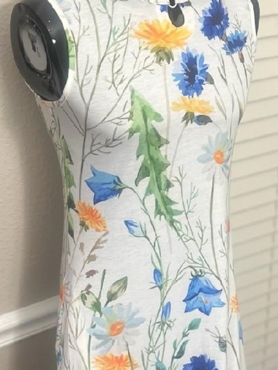 Made with Love Dresses & Skirts - Floral Print Sleeveless Women’s Dress - Blue & Green Floral